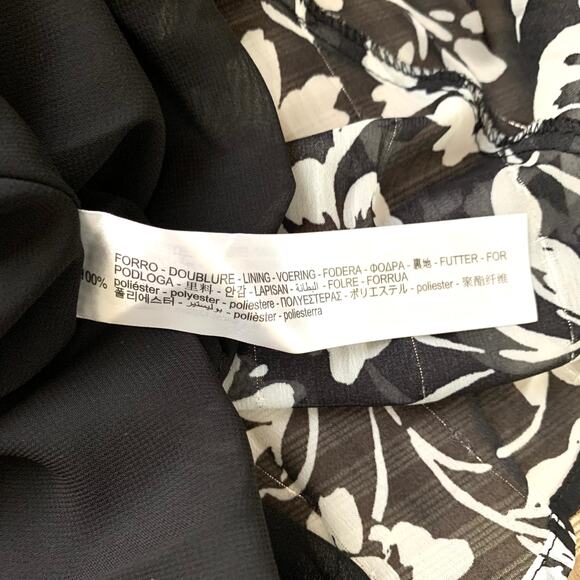 Zara Floral Print Mini Dress with Ruffles in Black / White - Picture 15 of 16